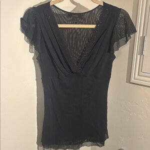 Express Elegant Black V-Neck Blouse